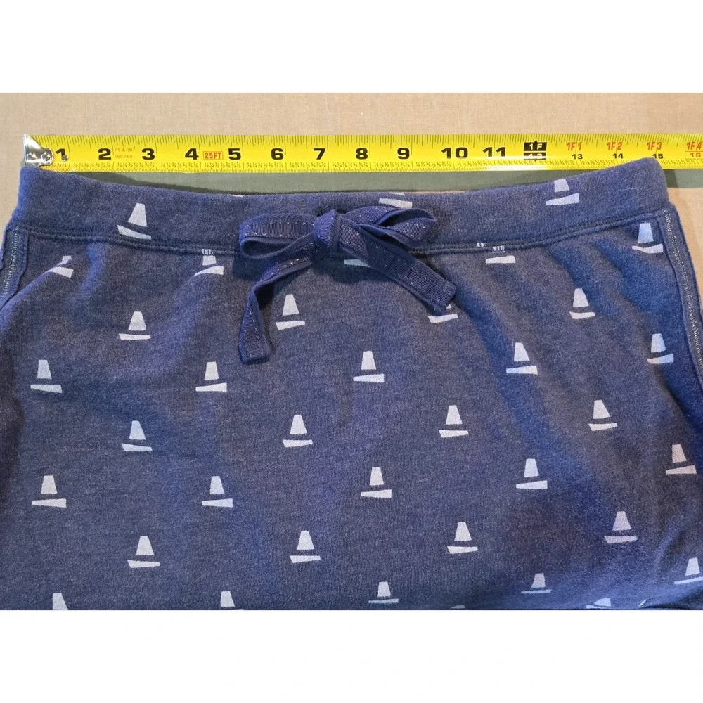 Aerie Blue Sailboat Print Knit Skater Mini Skirt Elastic Drawstring Size S NWOT